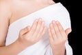 Cute Muslim Kid Praying While Wearing Ihram During Hajj Royalty Free Stock Photo