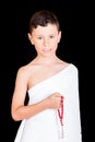 Cute Muslim Kid Wearing Ihram During Hajj Royalty Free Stock Photo