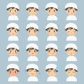 Cute Muslim Kids Expressions Vector Set. Royalty Free Stock Photo