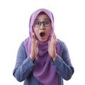 Cute Muslim Lady Shows Shocked Surprised Face with Open Mouth