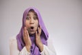 Cute Muslim Lady Shows Shocked Surprised Face with Open Mouth Royalty Free Stock Photo