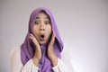 Cute Muslim Lady Shows Shocked Surprised Face with Open Mouth Royalty Free Stock Photo