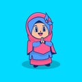 Cute muslim woman kids character