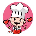 Adorable Italian Chef cartoon greeting illustration and mascot. Royalty Free Stock Photo