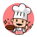 Adorable Italian Bakery Chef cartoon illustration and mascot. Royalty Free Stock Photo