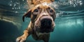 cute muzzle of funny dog swimming in the water Royalty Free Stock Photo