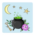 Cute Mystic icon. Cartoon colorful Magical element collection. Royalty Free Stock Photo