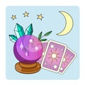 Cute Mystic icon. Cartoon colorful Magical element collection.