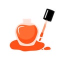 Orange Nail Polish Icon with Opened Bottle for Manicure Pedicure PNG Illustration