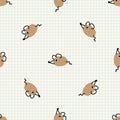 Cute naive scattered mice doodle seamless vector pattern. Hand drawn pest animal rodent on striped background. wildlife pet rat Royalty Free Stock Photo