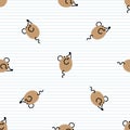 Cute naive scattered mouse doodle seamless vector pattern. Hand drawn pest animal rodent on striped background. wildlife pet rat Royalty Free Stock Photo