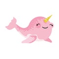 Cute narval - vector illustration Royalty Free Stock Photo