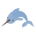 Cute narwhal sea whale character vector illustration. Royalty Free Stock Photo