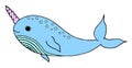 Cute narwhal whale vector illustration