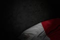 cute national holiday flag 3d illustration - dark illustration of Malta flag with large folds on black stone with empty space for