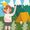 cute nature girl camping