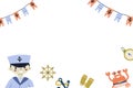 Cute nautical baby shower, birthday banner in marine boho Royalty Free Stock Photo