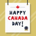 Cute navy blue and red Happy Canada Day capital letters message