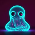 cute neon glowing ghost 3d generative AI