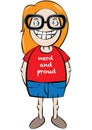 Cute nerd character cartoon