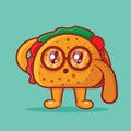 Cute nerd tacos food mascot isolated cartoon vector illustration Royalty Free Stock Photo