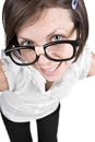 Cute Nerdy Female in Thick Rimmed Glasses Royalty Free Stock Photo