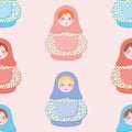 Cute Nesting Dolls Vector Repeat Pattern Royalty Free Stock Photo