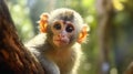 unique portrait of baby monkey in jungle on a sunny day Royalty Free Stock Photo