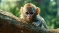 Beautiful unique portrait of baby monkey in jungle Royalty Free Stock Photo