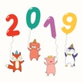 Cute New Year card, banner Royalty Free Stock Photo