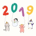 Cute New Year card, banner Royalty Free Stock Photo