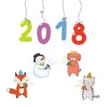 Cute New Year card, banner Royalty Free Stock Photo