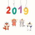 Cute New Year card, banner Royalty Free Stock Photo