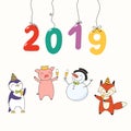 Cute New Year card, banner Royalty Free Stock Photo