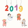 Cute New Year card, banner Royalty Free Stock Photo