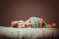 Cute newborn baby girl in Knit Hat Royalty Free Stock Photo