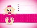 Cute newborn baby girl pink card