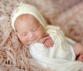 Cute newborn baby girl studio portrait Royalty Free Stock Photo