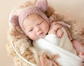 Cute newborn baby girl studio portrait Royalty Free Stock Photo