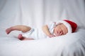 Cute newborn baby with santa hat Royalty Free Stock Photo