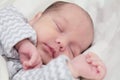 Cute newborn baby sleeping, face closeup Royalty Free Stock Photo