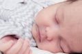 Cute newborn baby sleeping, face closeup Royalty Free Stock Photo
