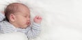 Cute newborn baby sleeping, with space for text Royalty Free Stock Photo