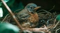 Baby Blue Bird In a Spring Nest - Generative AI