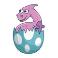 cute newborn dinosaur breaking the shell Royalty Free Stock Photo