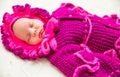 A cute newborn little baby girl sleeping. Royalty Free Stock Photo