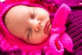 A cute newborn little baby girl sleeping. Royalty Free Stock Photo