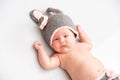 A cute newborn little baby girl sleeping. Royalty Free Stock Photo