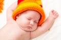 A cute newborn little baby girl sleeping. Royalty Free Stock Photo