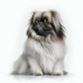 Cute nice dog breed pekingesse isolated on white close-up